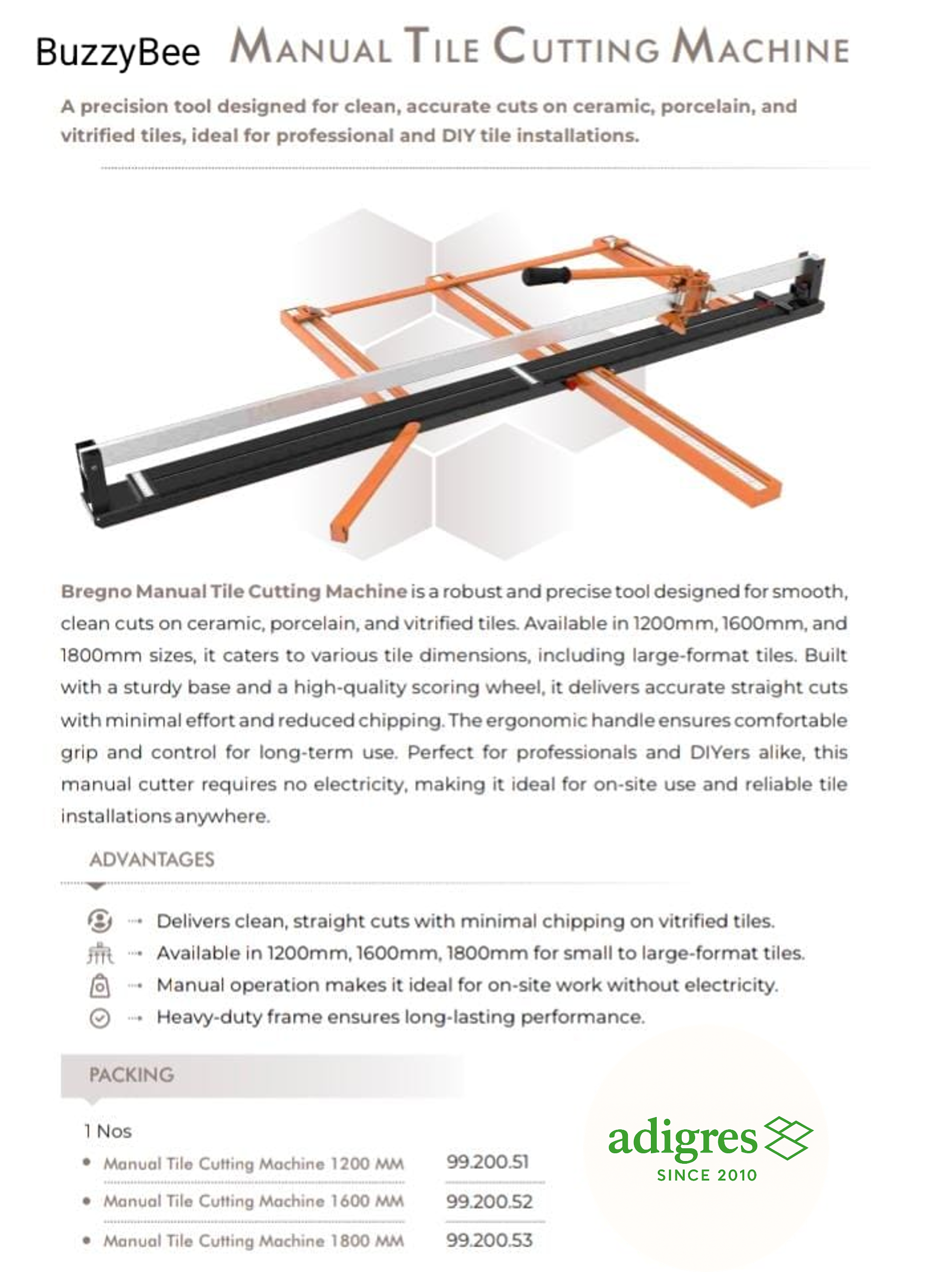 MANUAL TILE CUTTING MACHINE